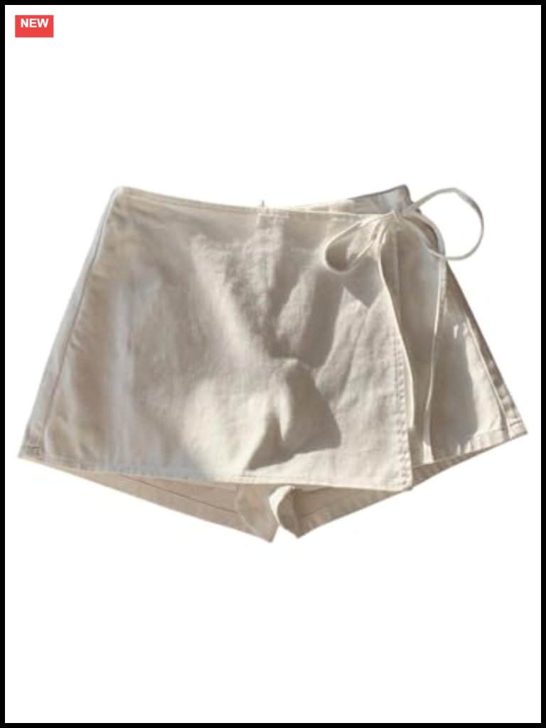 Wrap Tie Side Mini Denim Shorts Skort Low Rise Summer